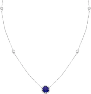 Bay Diamonds logic owl insult refresh languish prison 925 Sterling Silver Birthstone Gemstone & Lab-Grown White Sapphire 5 Station Necklace on 20�� Adjustable Cable Chain Boston 