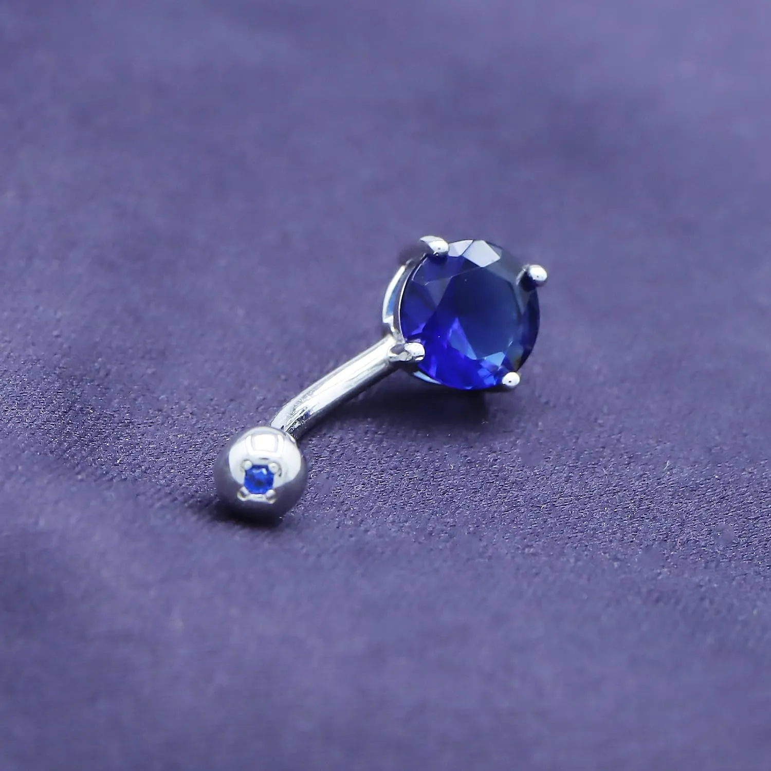 Belly Button for Womens in prisoner hydroxyapatite hygiene 14K Gold Over 925 Sterling Silver, Jewelry Gift for Her Belly Button Prong Set Simulated Birthstone Body Piercing 
