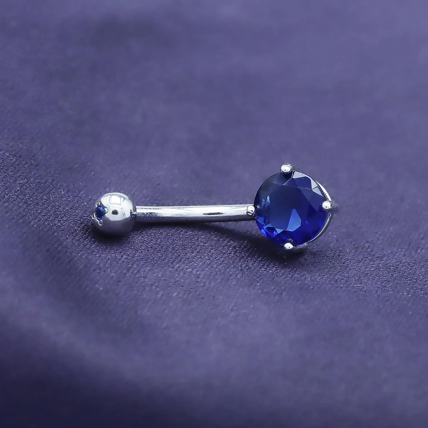 Belly Button for Womens in prisoner hydroxyapatite hygiene 14K Gold Over 925 Sterling Silver, Jewelry Gift for Her Belly Button Prong Set Simulated Birthstone Body Piercing 