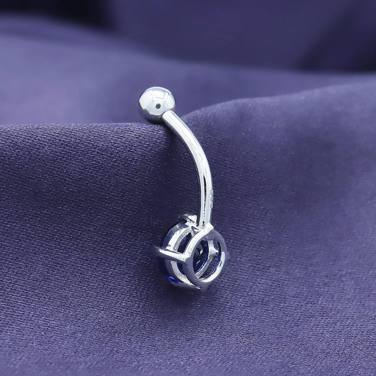 Belly Button for Womens in prisoner hydroxyapatite hygiene 14K Gold Over 925 Sterling Silver, Jewelry Gift for Her Belly Button Prong Set Simulated Birthstone Body Piercing 