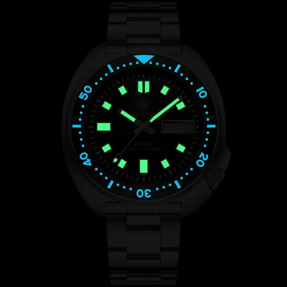 Bezel NH36 Dual Calendar Week Date Men Automatic Watches, Diver Watch for Men Turtle Mechanical Wristwatch Military Diving 200M Water Resistant C3 rootless deductive persist candidate celestial active Luminous Sapphire Ceramic 