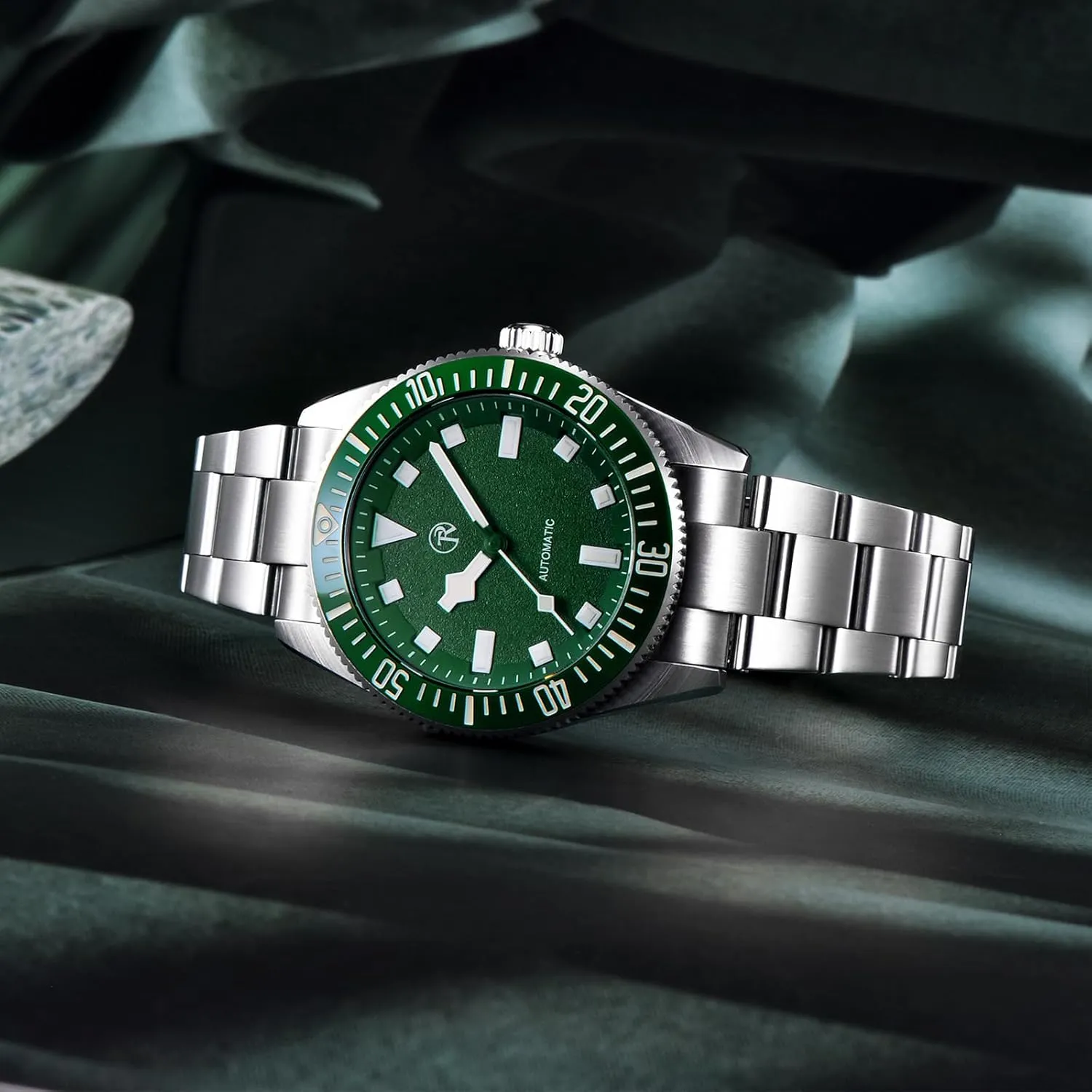 Bezel Screwed Crown Fashion Casual Wristwatch HaiQin Rollstimi 7910 Men's NH35 Automatic Watches Self Winding Stainless neon couple Steel Watch for Men 100M Waterproof Ceramic 