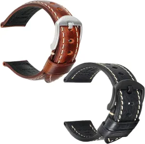 Black 20mm for Men Women REZERO Light Brown 20mm Oil Wax Leather Watch Strap   bugle Handmade Genuine Leather Watch Band 