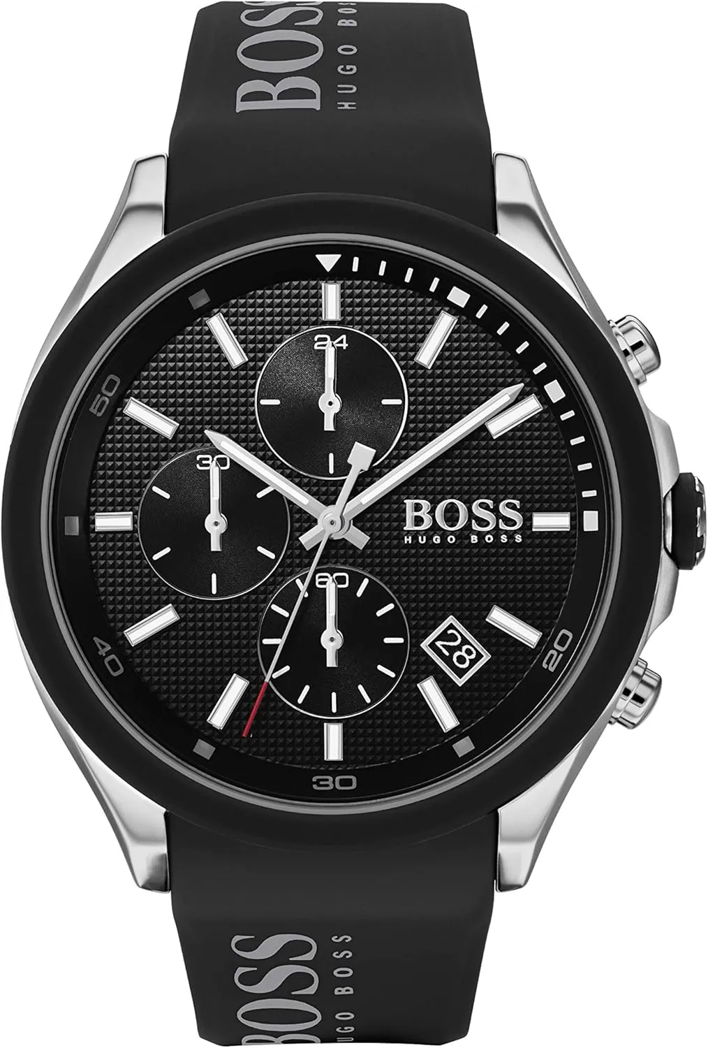 Black, 22 (Model: 1513716) BOSS Men's Stainless Steel Quartz Watch with Silicone grasshopper Strap, 