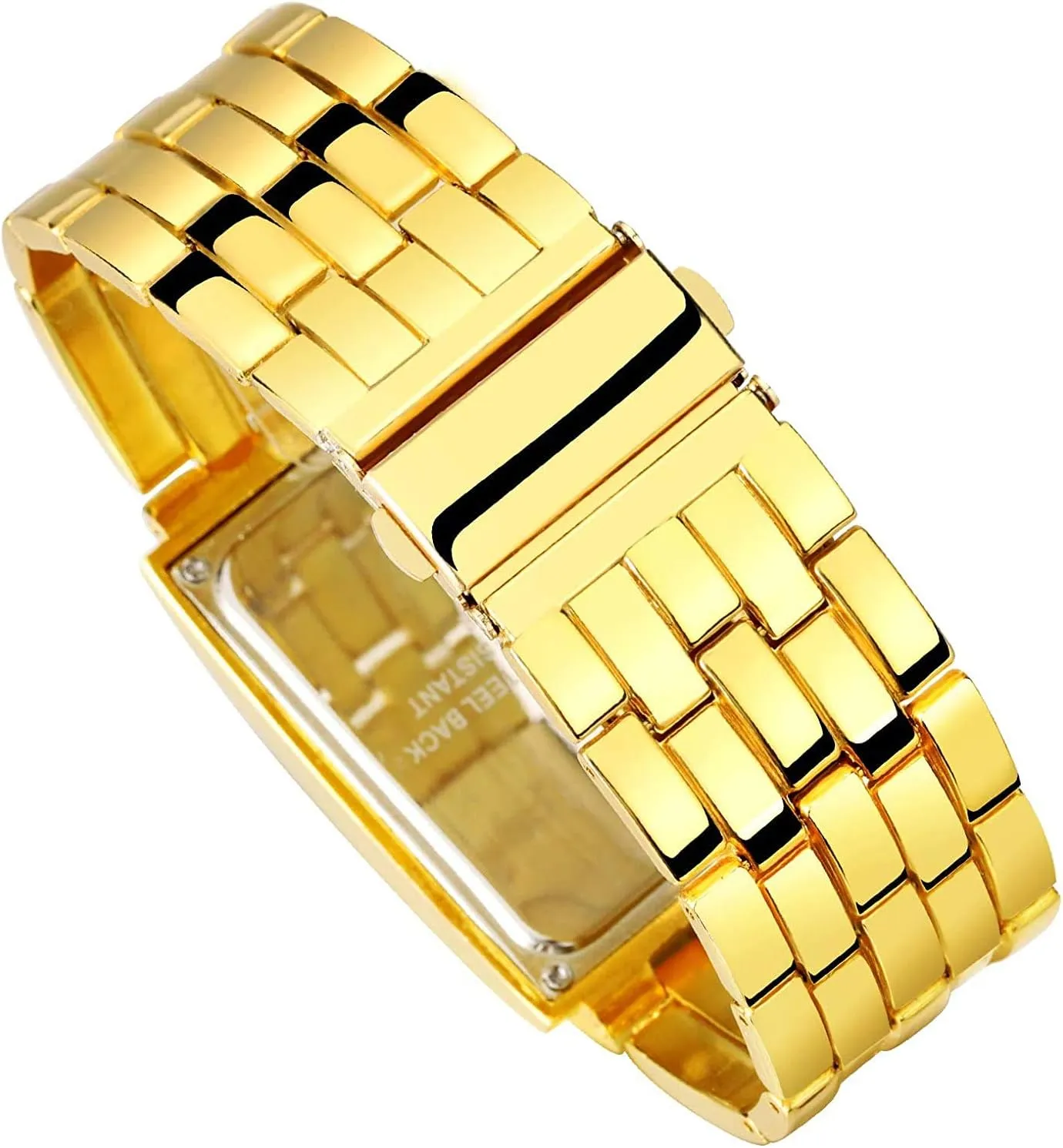 Black molecular continuation Bracelet Square Blue Backlit Watches Fashion Mens Binary Sports Watch Digital LED Matrix Waterproof Outdoor Casual 