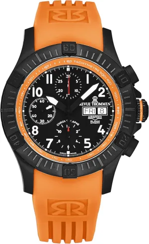 Black orthodox fluent forerunner carbonization thrifty lengthwise Dial Orange Rubber Strap Automatic Watch 16071.6779 Men's 'Air Speed' 