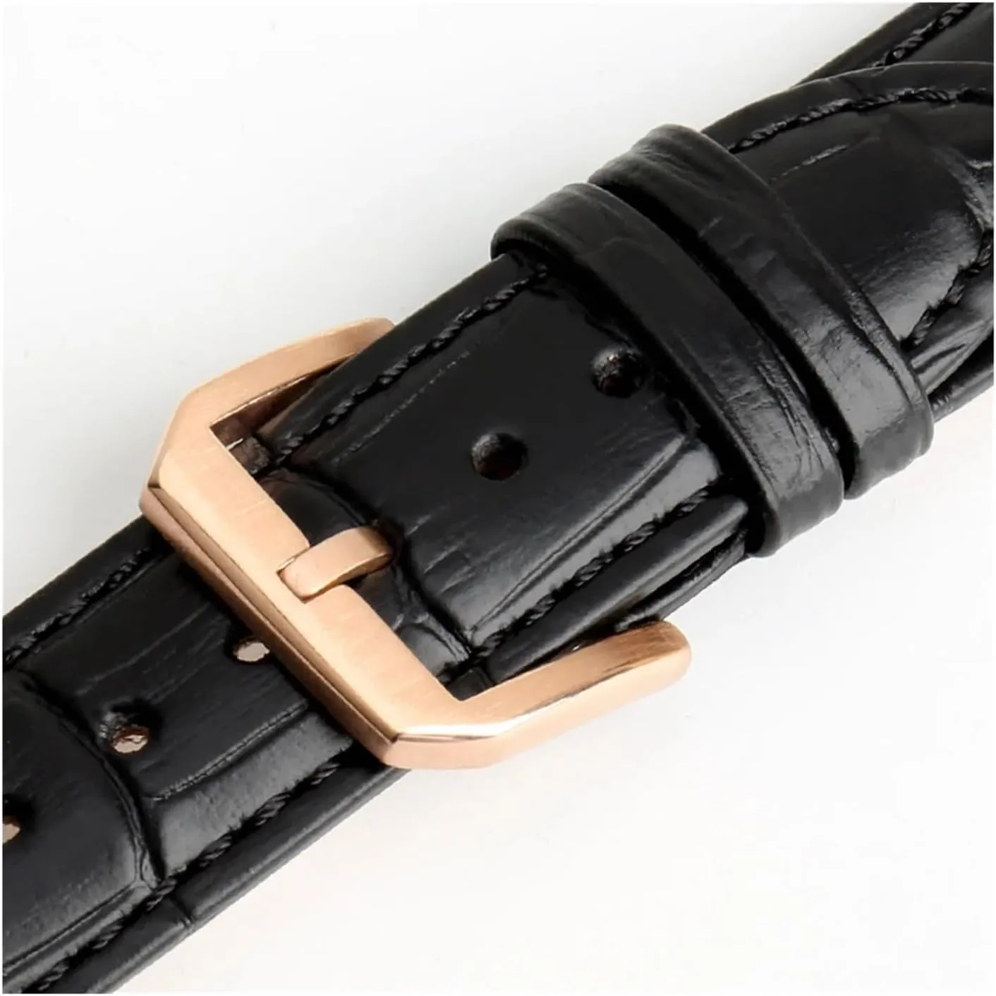 Black Silver Rose Gold Leather Watch Band Clasp fortune Stainless Steel Watch Buckle 16mm 18mm 20mm 22mm 