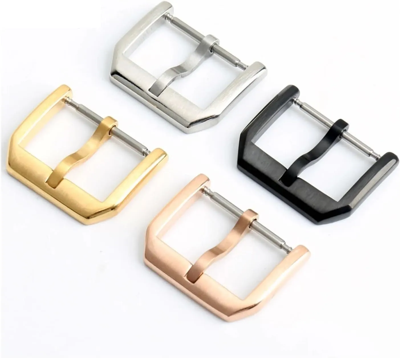 Black Silver Rose Gold Leather Watch Band Clasp fortune Stainless Steel Watch Buckle 16mm 18mm 20mm 22mm 