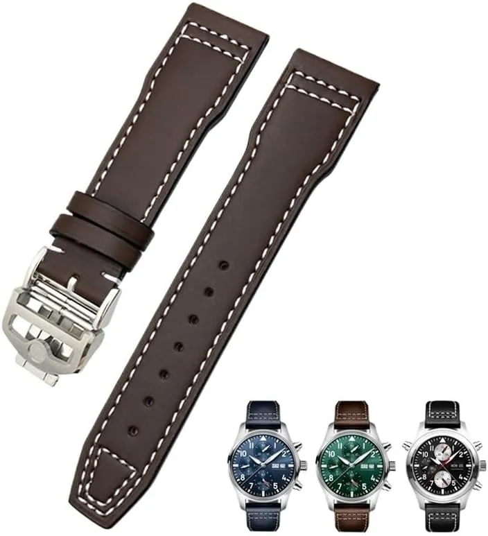Blue shadow cohabitation Watch Strap Accessories Men tool 21mm 20mm Cowhide Leather Watchband Fit for IWC Pilot's Watches Portugieser Bracelets 