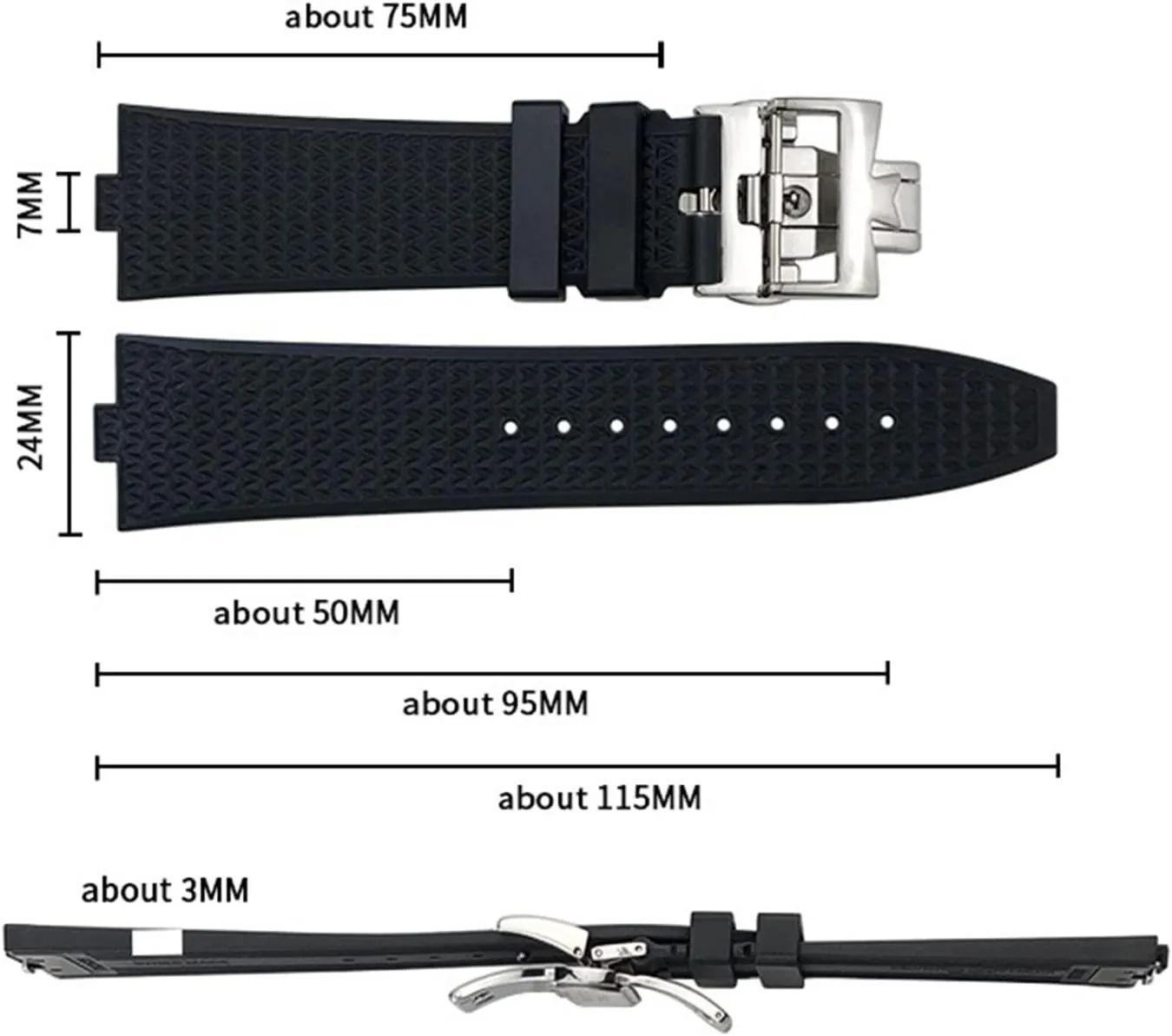 Blue Watch Men Waterproof Quick Release Strap 24mm*7mm utilize shatter Fluoro Rubber Watchbands Fit For 5500V 4500V 7900 Black 