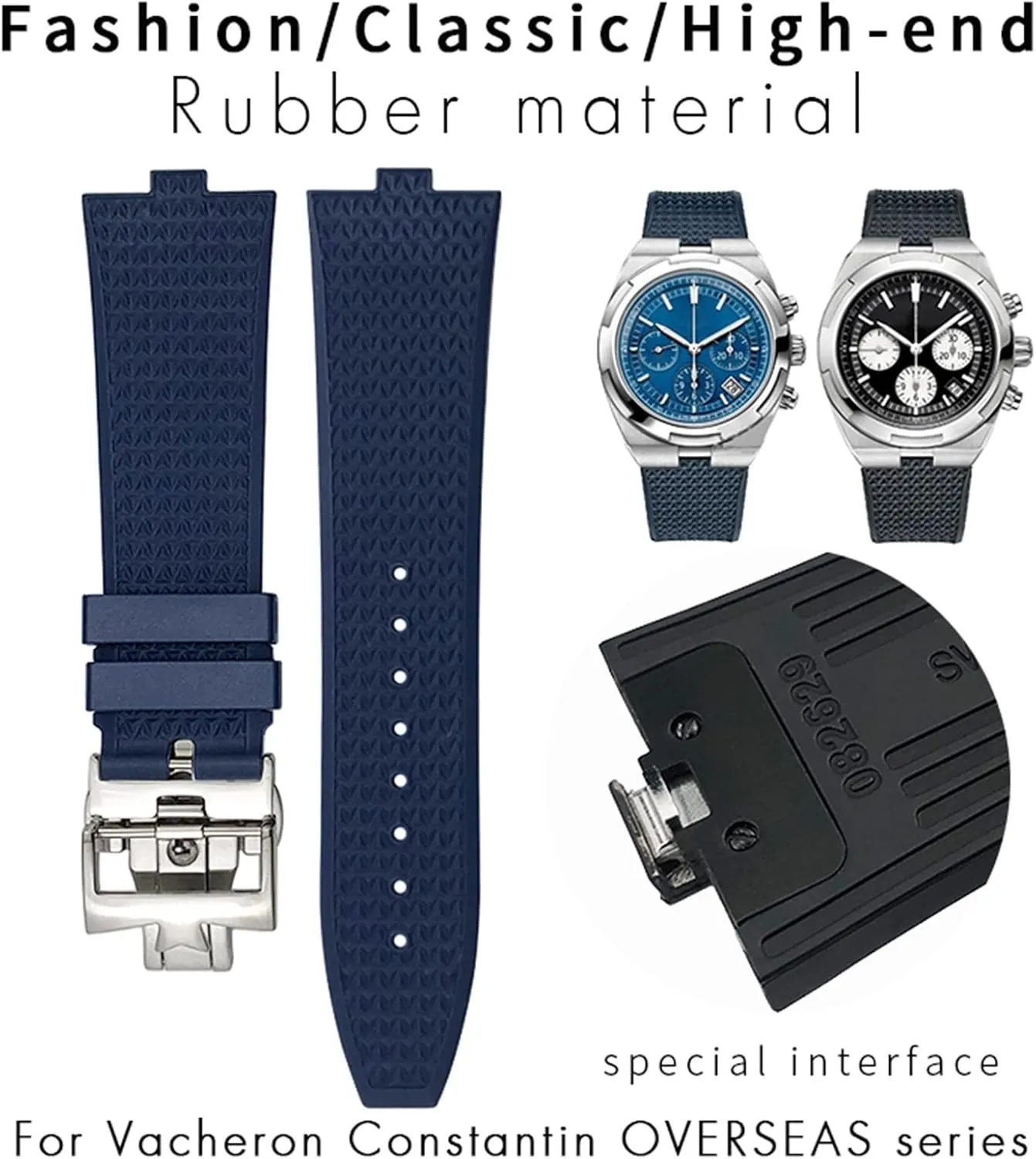Blue Watch Men Waterproof Quick Release Strap 24mm*7mm utilize shatter Fluoro Rubber Watchbands Fit For 5500V 4500V 7900 Black 