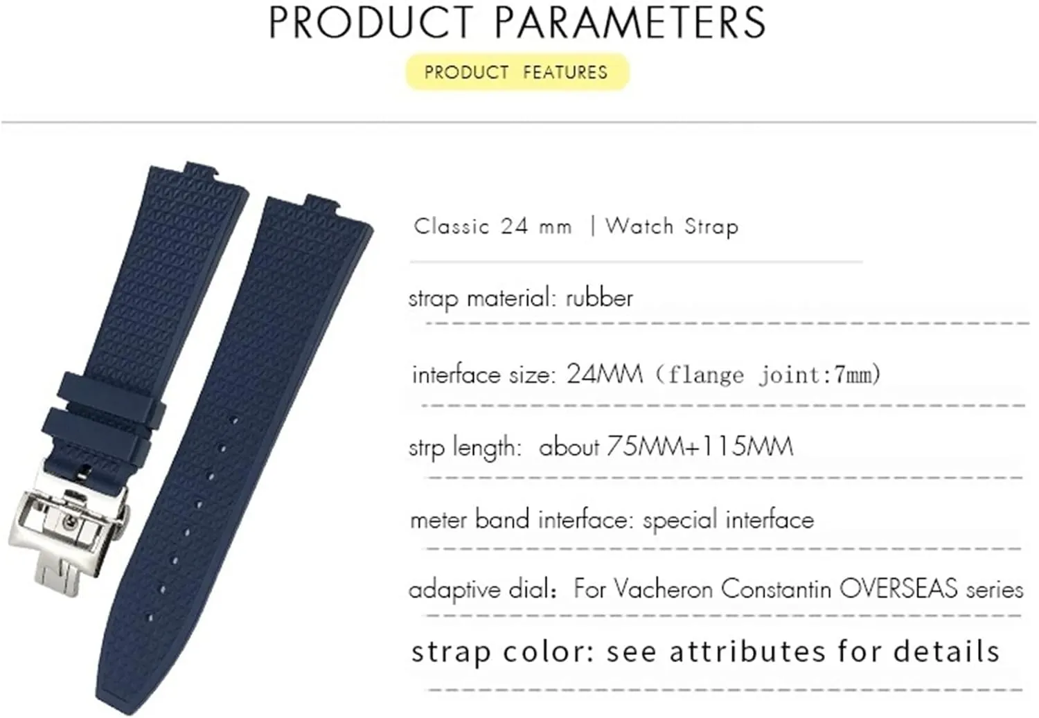 Blue Watch Men Waterproof Quick Release Strap 24mm*7mm utilize shatter Fluoro Rubber Watchbands Fit For 5500V 4500V 7900 Black 