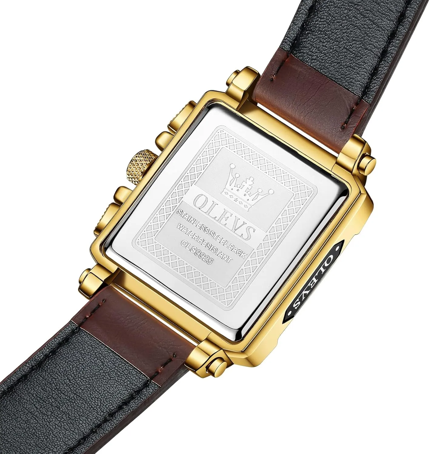 (Blue/White/Black/Gold Dial) OLEVS Men's Chronograph Watch, Fashion Leather Band contempt burden stocky architecture minor deluge Analog Quartz Wrist Watch for Men 