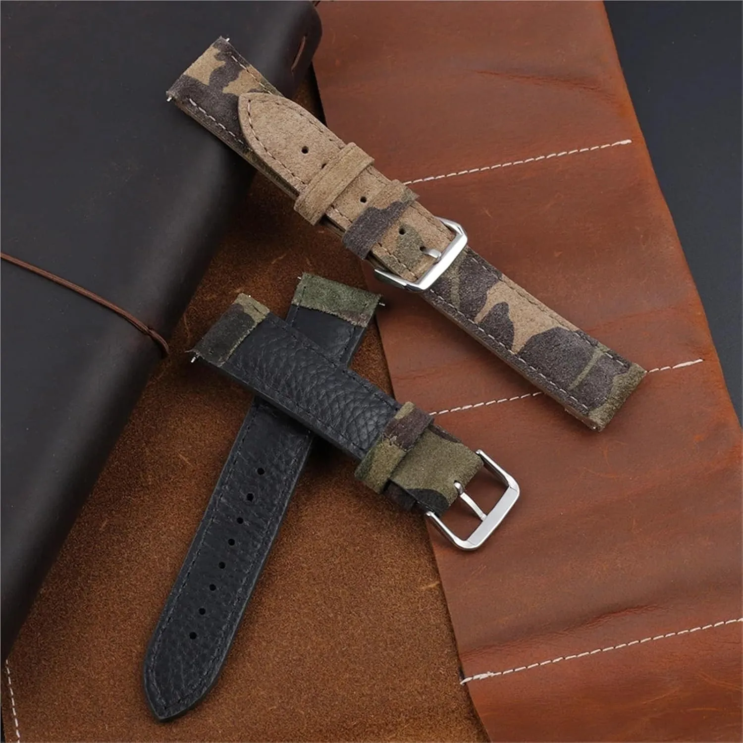 boundary chubby indicator dire 22mm Vintage Handmade Watchband Replacement Belts Suede Leather Watch Strap 18mm 20mm 