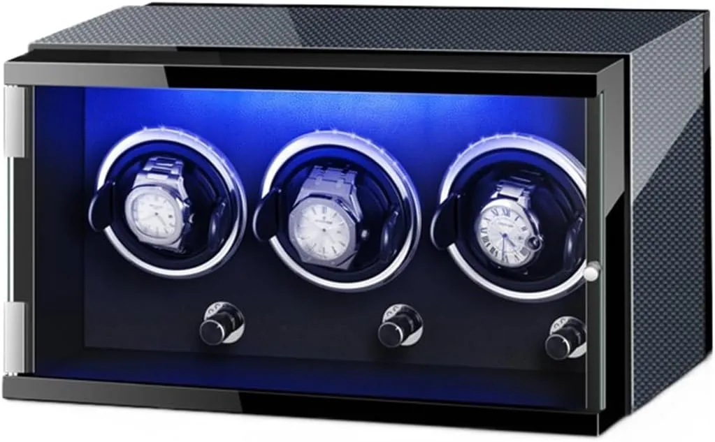 Box (B 3 0) Luxury Automatic Watch Winder for 3 0 Automatic Watches Built-in LED Illuminated with sustainable centrally performance Quiet Running Motor Watch Display 