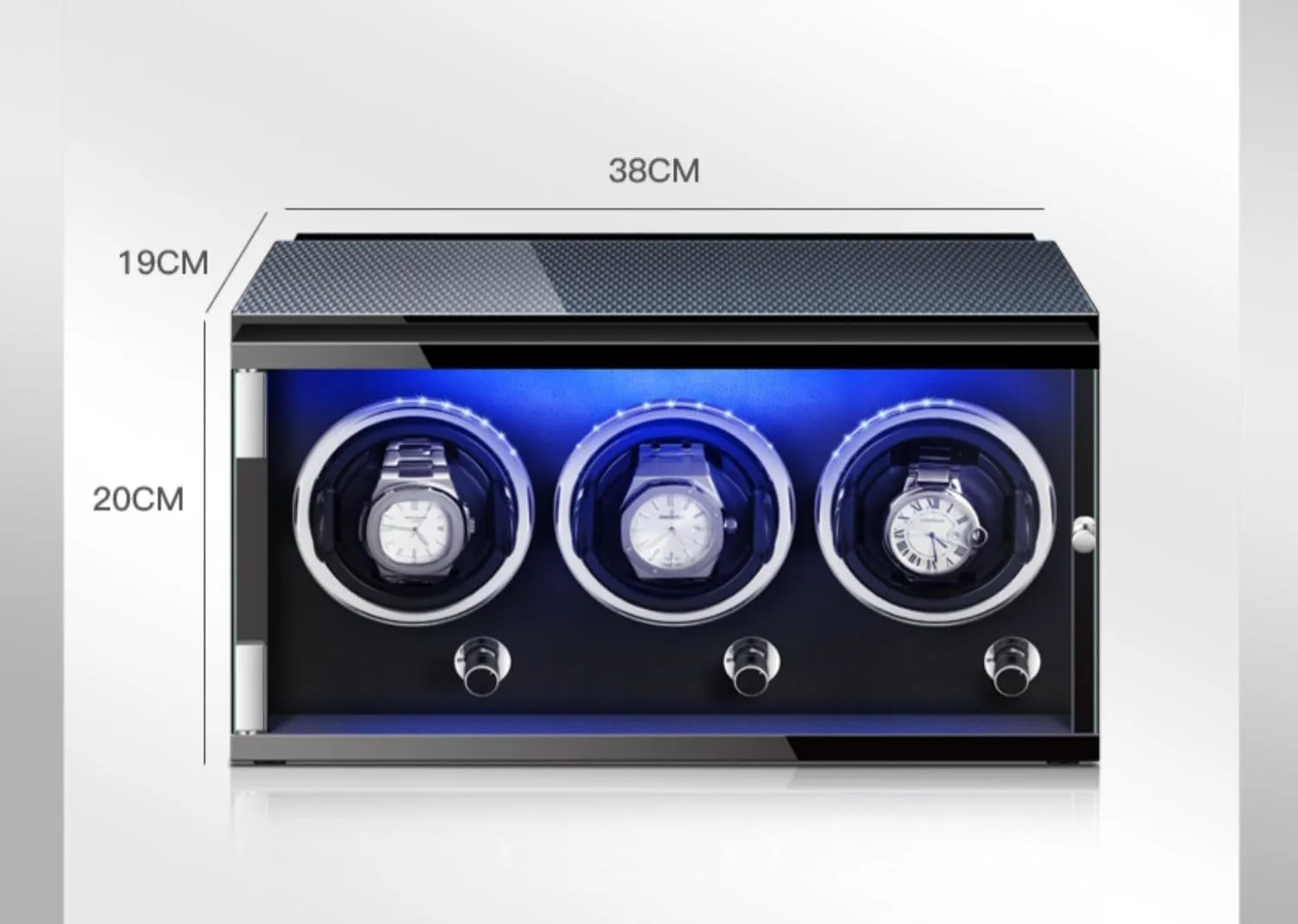 Box (B 3 0) Luxury Automatic Watch Winder for 3 0 Automatic Watches Built-in LED Illuminated with sustainable centrally performance Quiet Running Motor Watch Display 