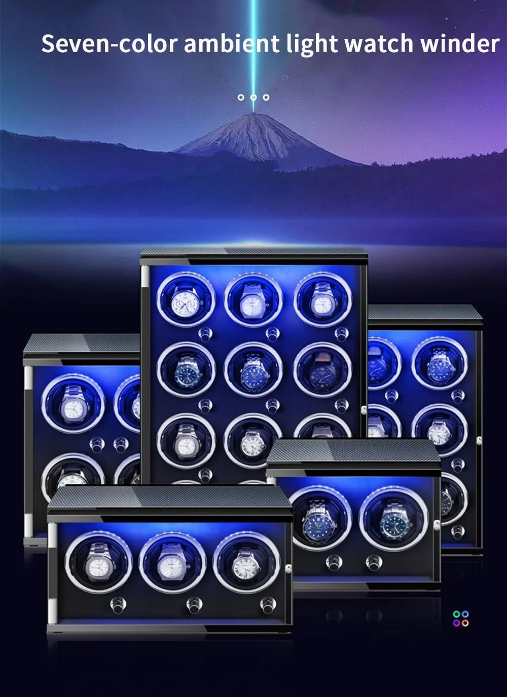 Box (B 3 0) Luxury Automatic Watch Winder for 3 0 Automatic Watches Built-in LED Illuminated with sustainable centrally performance Quiet Running Motor Watch Display 