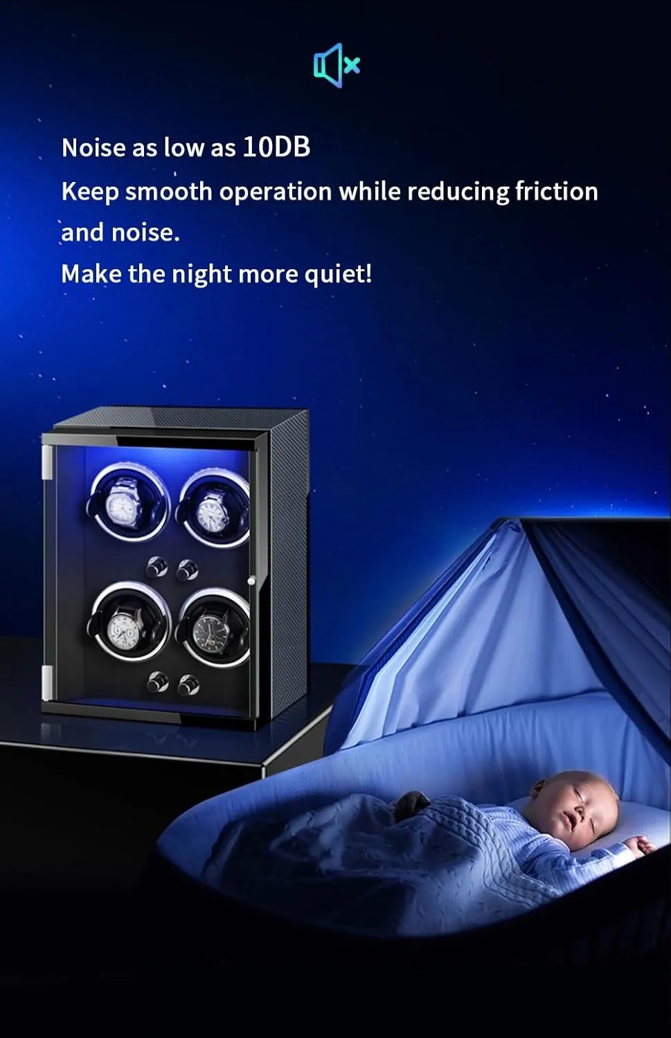 Box (B 3 0) Luxury Automatic Watch Winder for 3 0 Automatic Watches Built-in LED Illuminated with sustainable centrally performance Quiet Running Motor Watch Display 