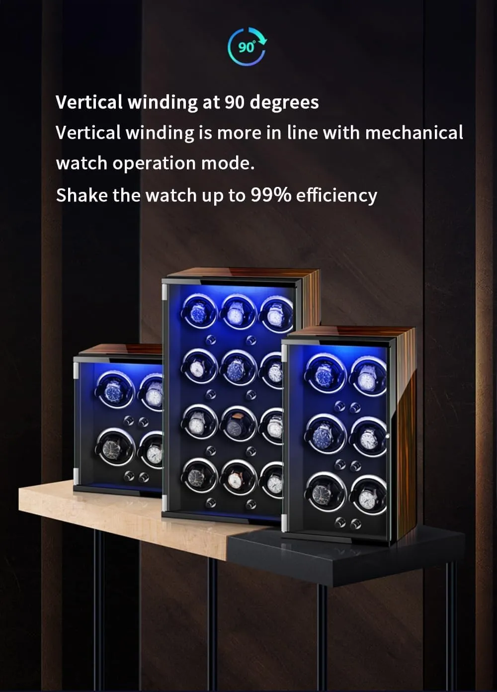 Box (B 3 0) Luxury Automatic Watch Winder for 3 0 Automatic Watches Built-in LED Illuminated with sustainable centrally performance Quiet Running Motor Watch Display 