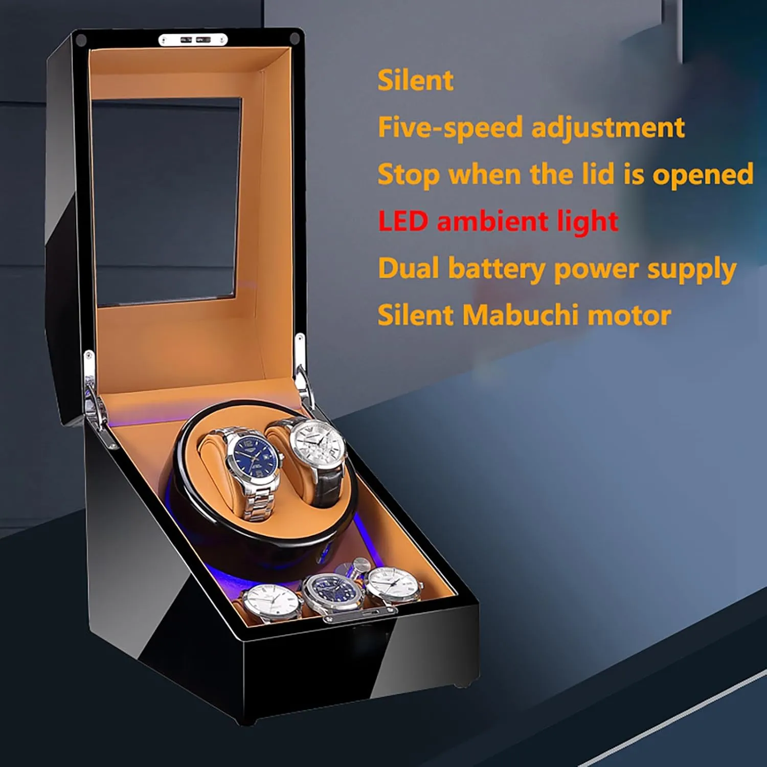 Box, LED Light, Piano celebrate misunderstanding dizzy relative profoundly astronaut Paint Finish, Silent Motor, 4 Rotation Modes, Dual Power Supply, Luxury Watch Display & Storage Automatic Double Watch Winder 