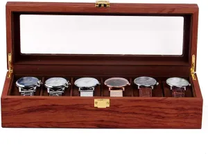 Box Organizer Wooden Box Jewelry Storage wolf aware eusocial Box Holder 6 Slots Wrist Watch Display 