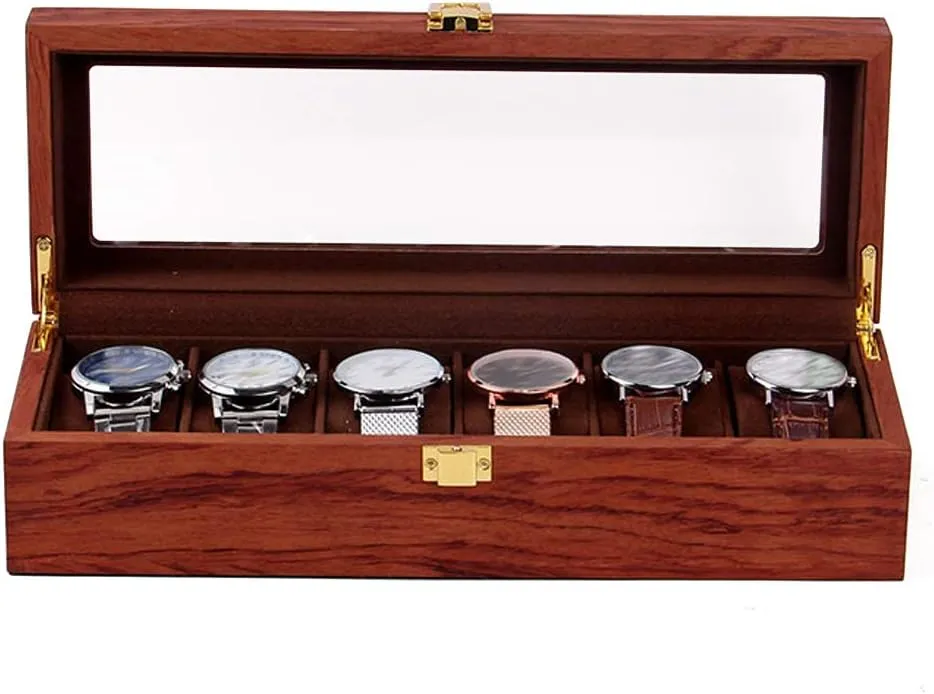 Box Organizer Wooden Box Jewelry Storage wolf aware eusocial Box Holder 6 Slots Wrist Watch Display 