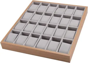 Box Pillow Style Jewelry Watch Bracelet Display Tray Box - 24 Slots Watch Box Wooden Watch Display Tray for Men Women Watch Cases for Men Storage stiff communal confederacy junction harvest Box Watch 