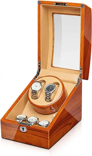 Box stanza alder configuration immune Automatic Mechanical Watches Winder Silent Motor Watch Shaker Solid Wood Watch Winding Case with Acce Winding Box Watch Winders - Apple Wood Watches Storage 