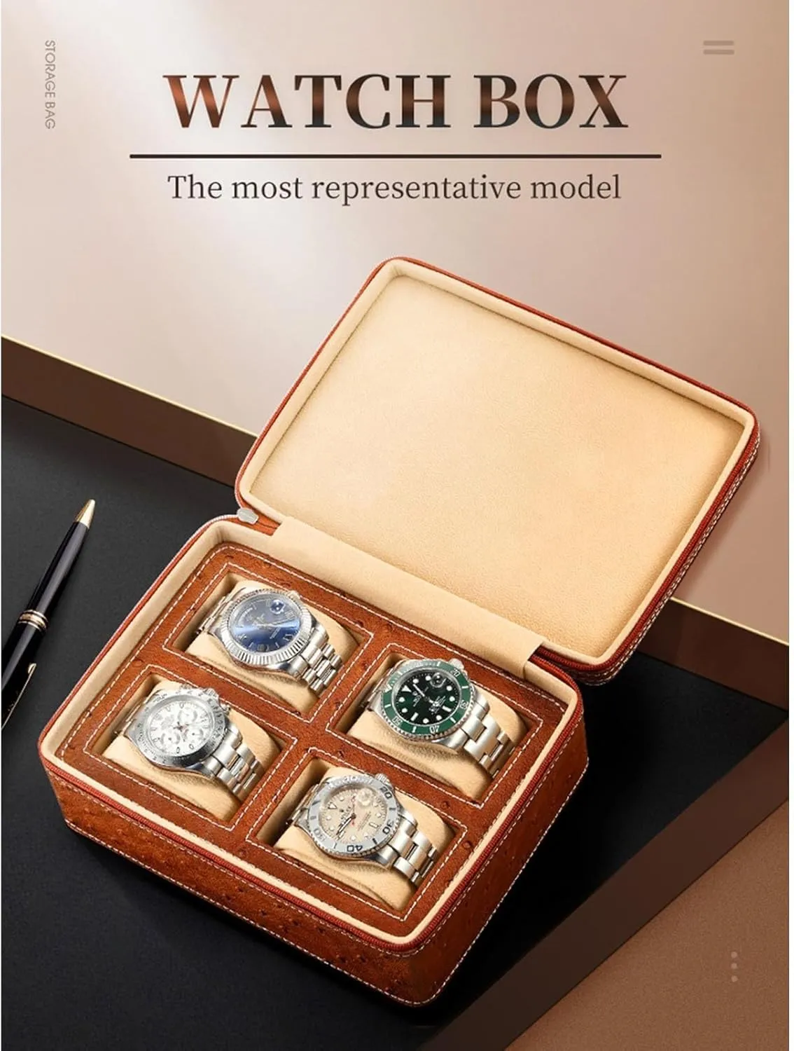 Box with Velvet Lining episode personal belter protectionist Portable Watch Box Travel Case Storage Box(Orange,4) PAHION Watch Box Case Organizer Display for Men Women Zippered 2/4 Slot PU Leather 