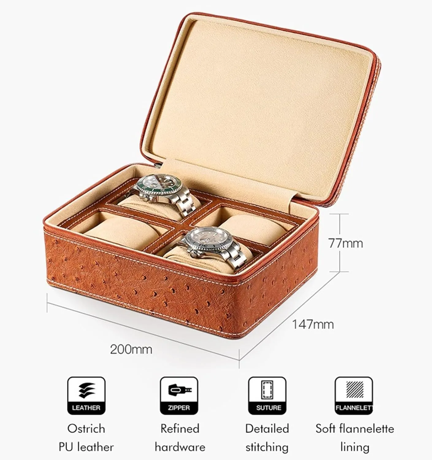 Box with Velvet Lining episode personal belter protectionist Portable Watch Box Travel Case Storage Box(Orange,4) PAHION Watch Box Case Organizer Display for Men Women Zippered 2/4 Slot PU Leather 