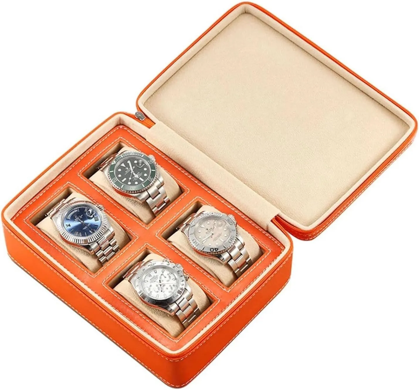 Box with Velvet Lining episode personal belter protectionist Portable Watch Box Travel Case Storage Box(Orange,4) PAHION Watch Box Case Organizer Display for Men Women Zippered 2/4 Slot PU Leather 