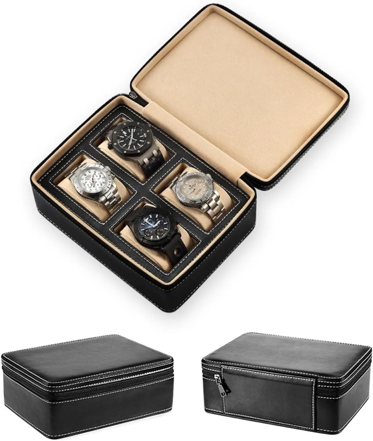 Box with Velvet Lining episode personal belter protectionist Portable Watch Box Travel Case Storage Box(Orange,4) PAHION Watch Box Case Organizer Display for Men Women Zippered 2/4 Slot PU Leather 