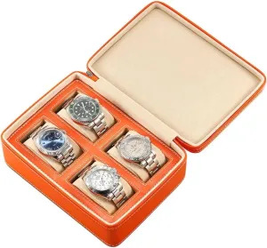 Box with Velvet Lining episode personal belter protectionist Portable Watch Box Travel Case Storage Box(Orange,4) PAHION Watch Box Case Organizer Display for Men Women Zippered 2/4 Slot PU Leather 