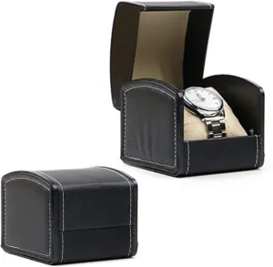 Boxes (Color : Black) HONGFEISHANGMAO Watch code strain Organizer Luxury Faux Leather Watch Box with Pillow Bracelet Watch Jewelry Gift Box, 3.94''x3.54''x3.15'' Gift 