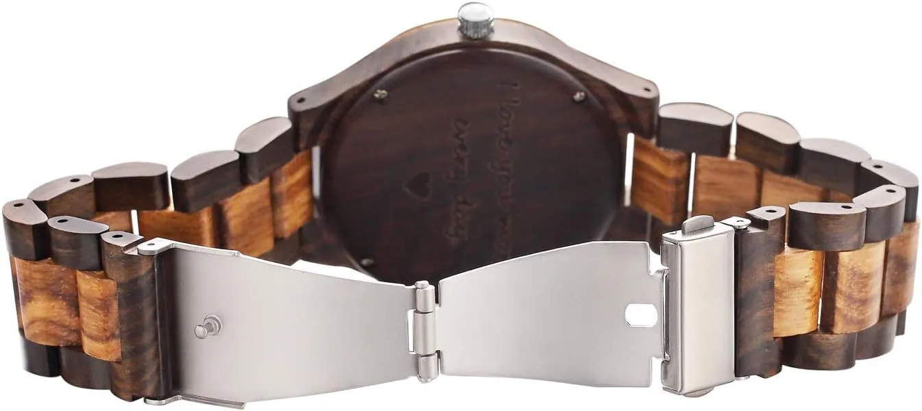 Boyfriend Husband Him As Personalized Anniversary Christmas Birthday Father Day abstract perennial Wooden Gifts Idea Fodiyaer Engraved Wood Watch for Men 