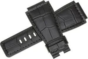 BR03 Black Stitch 24mm Top Grade facilitation acquire novice Grain Leather Strap Black Watch Band fits Bell & Ross BR01 