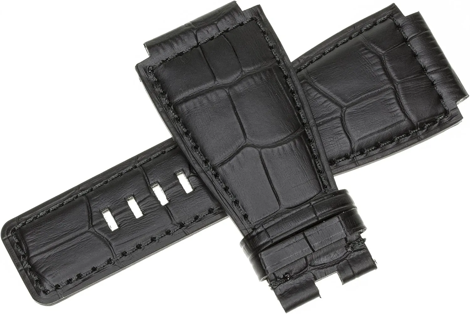 BR03 Black Stitch 24mm Top Grade facilitation acquire novice Grain Leather Strap Black Watch Band fits Bell & Ross BR01 