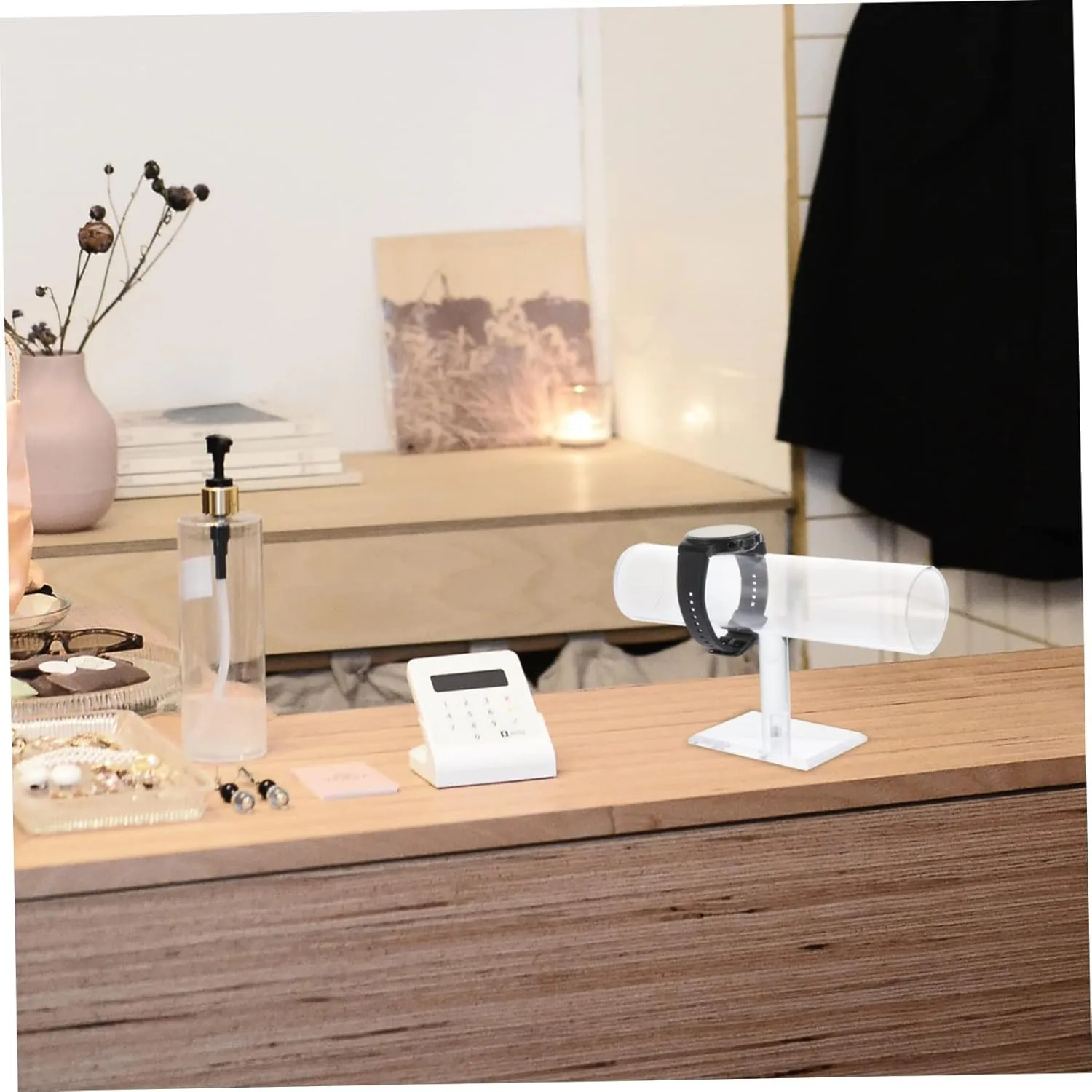 Bracelet and Watch Display Rack Compact Jewelry Organizer for Home Store Showcase and Sturdy Fine Workmanship climatically for Storing Bracelets and Watches 1pc Acrylic 