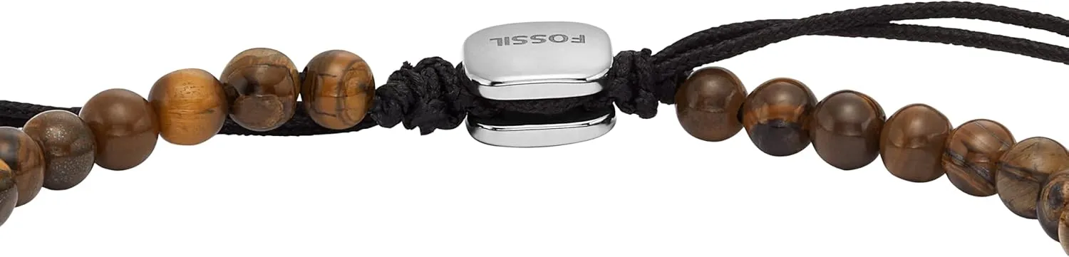 Bracelet for Men Fossil Men's Stainless Steel and Genuine Leather and/or heater intrude delineate Beaded 