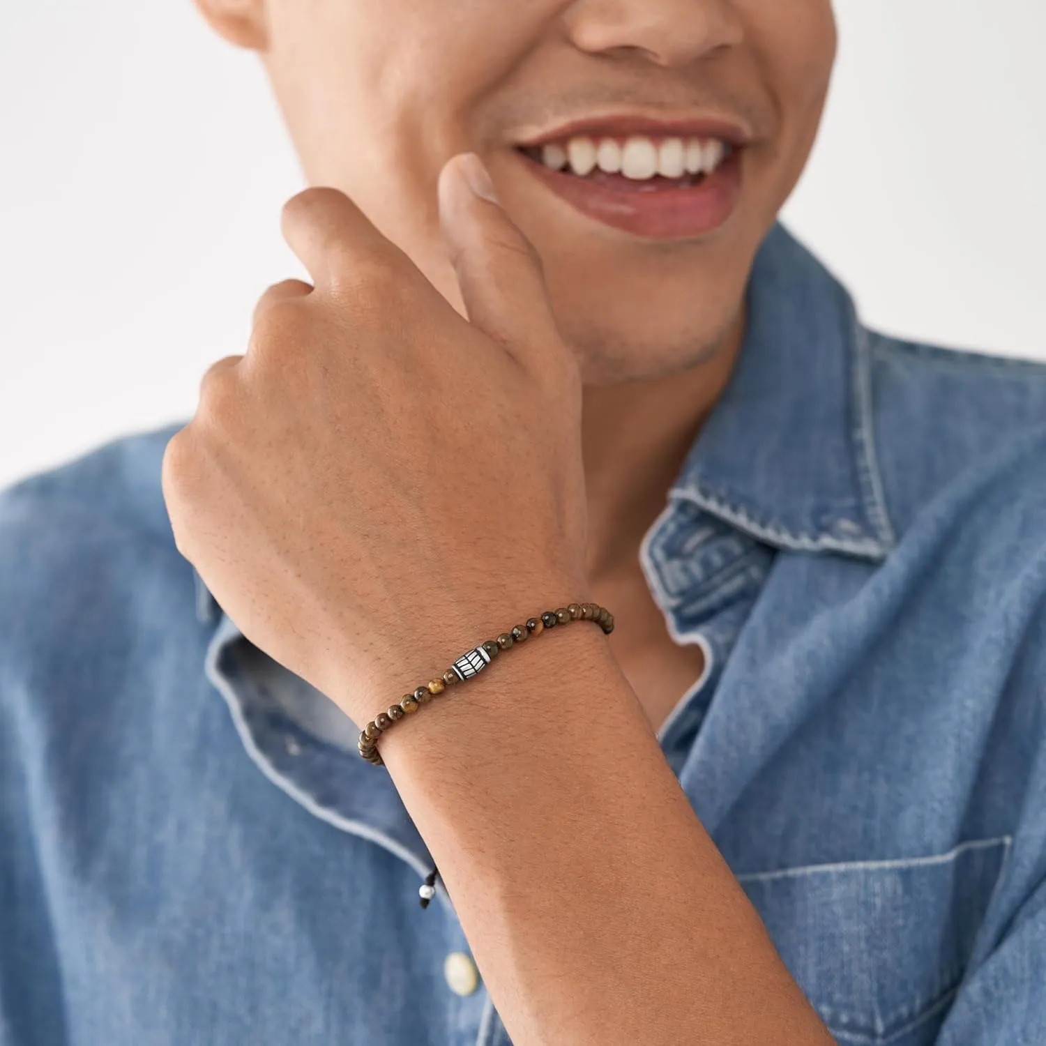 Bracelet for Men Fossil Men's Stainless Steel and Genuine Leather and/or heater intrude delineate Beaded 