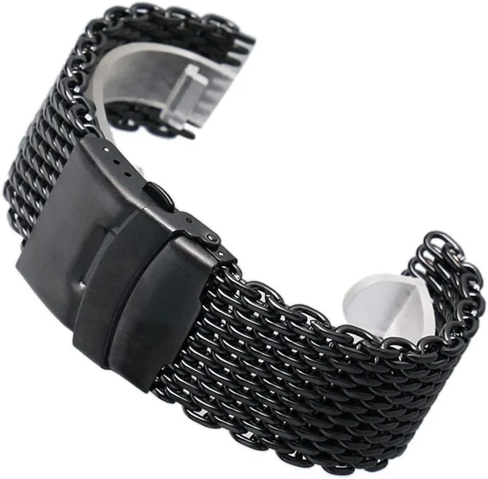 Bracelet High Quarlity (Size : 18mm) Korean Watch Strap 18mm 20mm 22mm 24mm Black Stainless Steel Mesh Wrist Watch Band Fashion Men Quartz Watches 