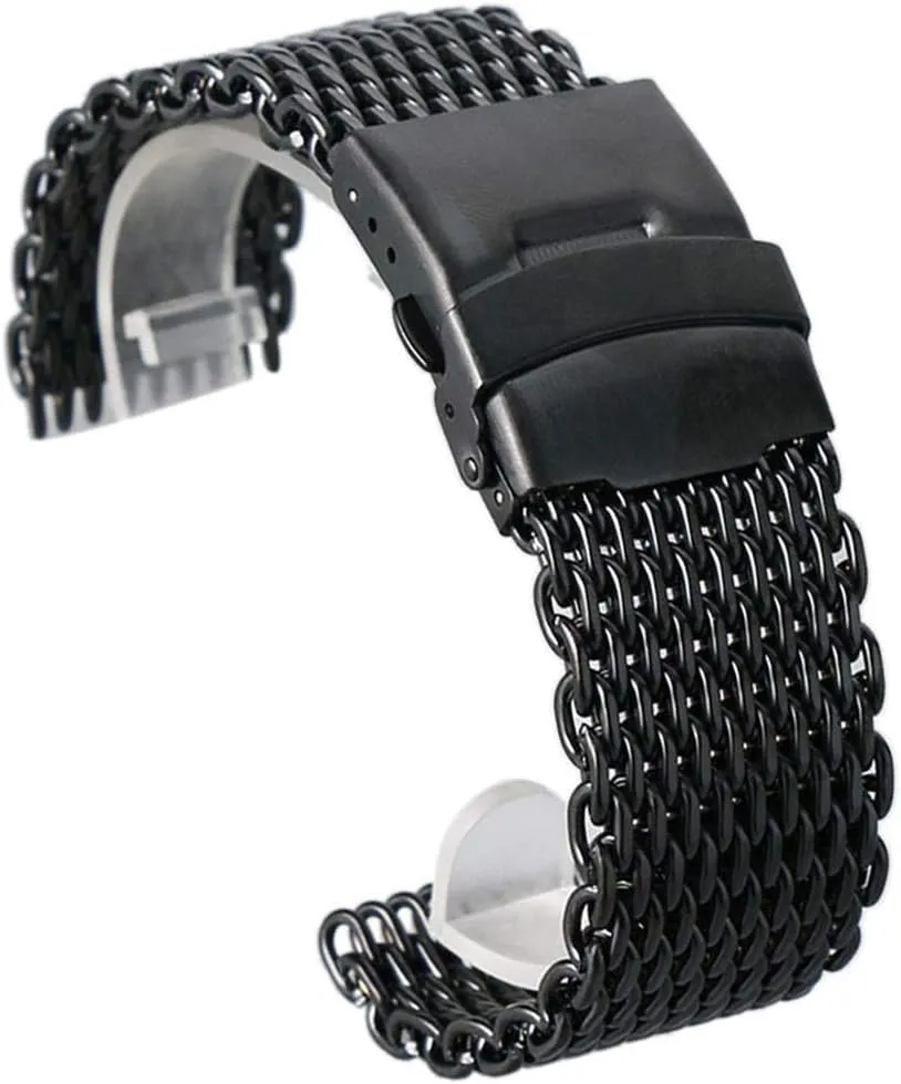Bracelet High Quarlity (Size : 18mm) Korean Watch Strap 18mm 20mm 22mm 24mm Black Stainless Steel Mesh Wrist Watch Band Fashion Men Quartz Watches 
