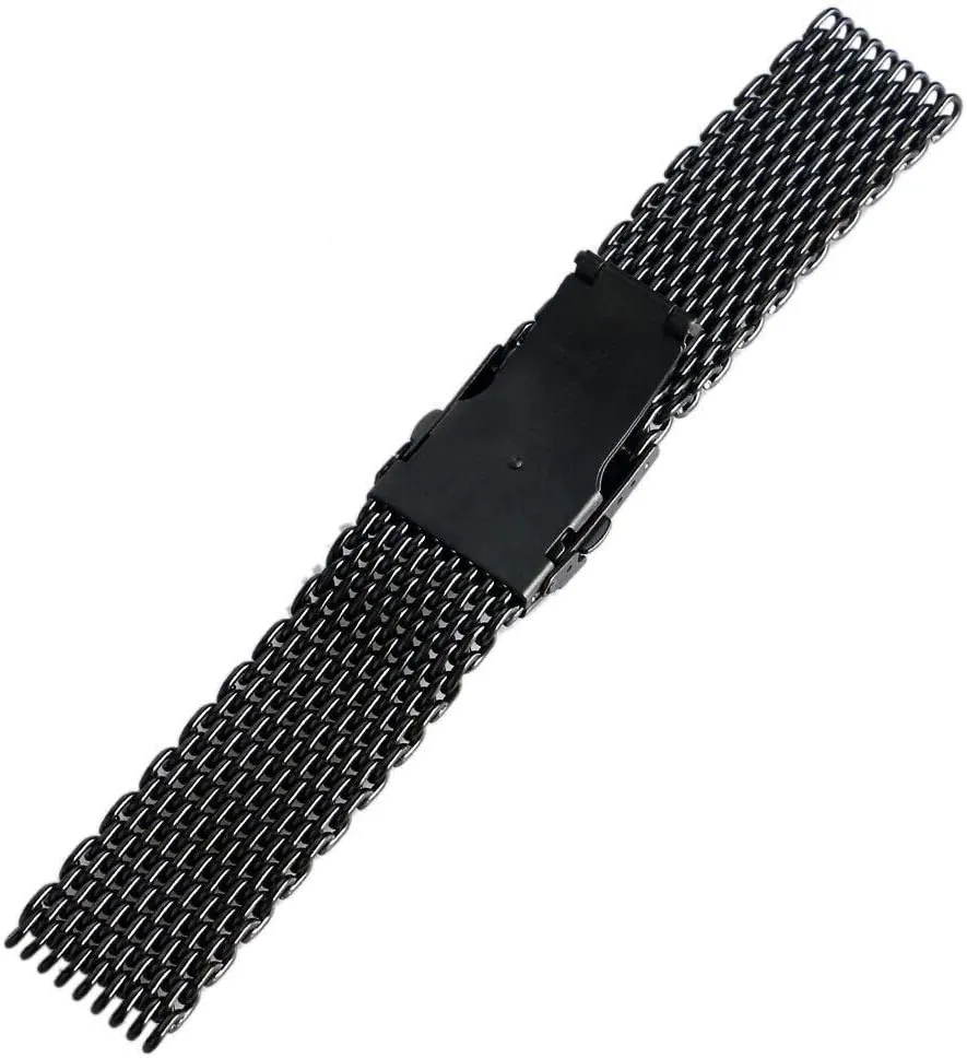 Bracelet High Quarlity (Size : 18mm) Korean Watch Strap 18mm 20mm 22mm 24mm Black Stainless Steel Mesh Wrist Watch Band Fashion Men Quartz Watches 