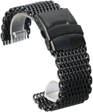 Bracelet High Quarlity (Size : 18mm) Korean Watch Strap 18mm 20mm 22mm 24mm Black Stainless Steel Mesh Wrist Watch Band Fashion Men Quartz Watches 