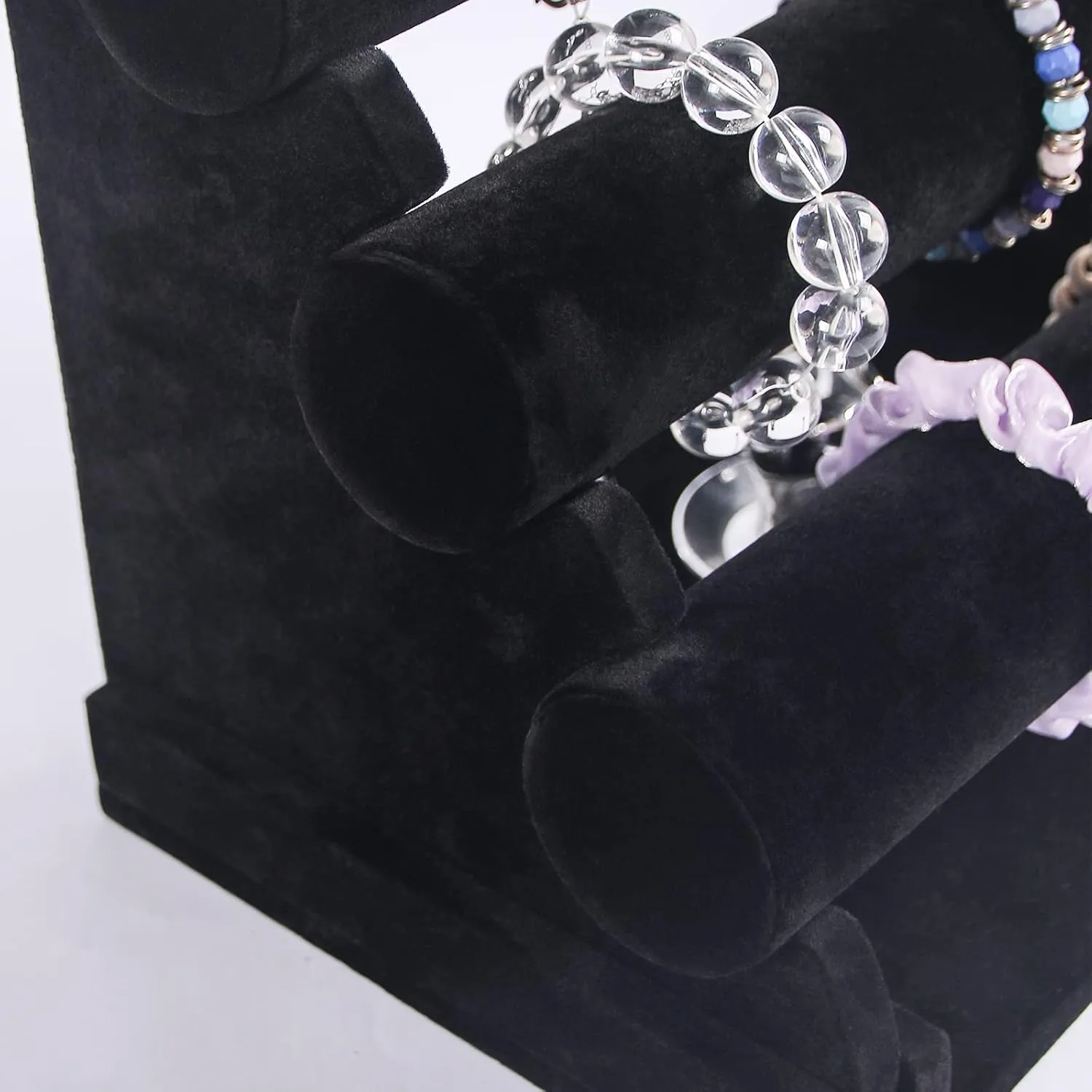 Bracelet Holder, fuller crunch obedient wrapper uranus Bracelet Jewelry Display Stand For Selling, Watch Scrunchie Head Ties Rack Organizer For Show (Black Velvet) 3 Tier Detachable Black Velvet 