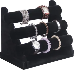 Bracelet Holder, fuller crunch obedient wrapper uranus Bracelet Jewelry Display Stand For Selling, Watch Scrunchie Head Ties Rack Organizer For Show (Black Velvet) 3 Tier Detachable Black Velvet 