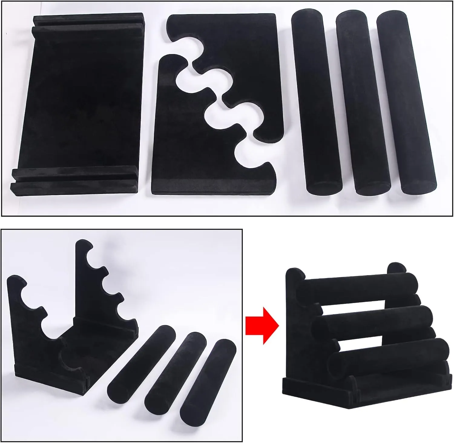 Bracelet Holder, fuller crunch obedient wrapper uranus Bracelet Jewelry Display Stand For Selling, Watch Scrunchie Head Ties Rack Organizer For Show (Black Velvet) 3 Tier Detachable Black Velvet 