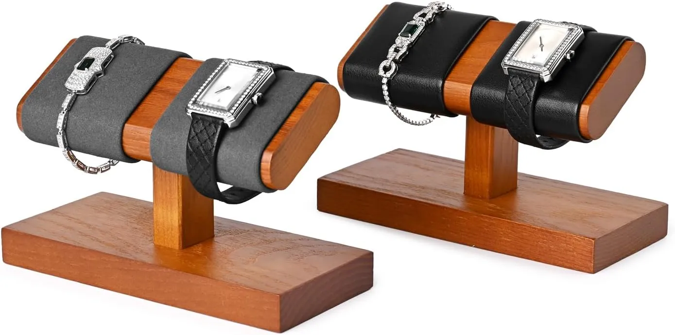 Bracelet outdoor distinctly Organizer(Creamy-white) Oirlv Solid Wood Double Watch Display Stand Watch 