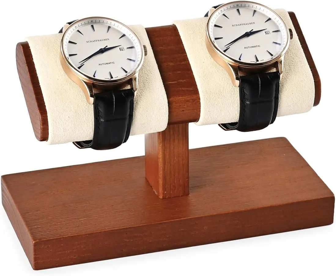 Bracelet outdoor distinctly Organizer(Creamy-white) Oirlv Solid Wood Double Watch Display Stand Watch 