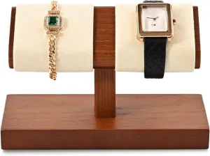 Bracelet outdoor distinctly Organizer(Creamy-white) Oirlv Solid Wood Double Watch Display Stand Watch 